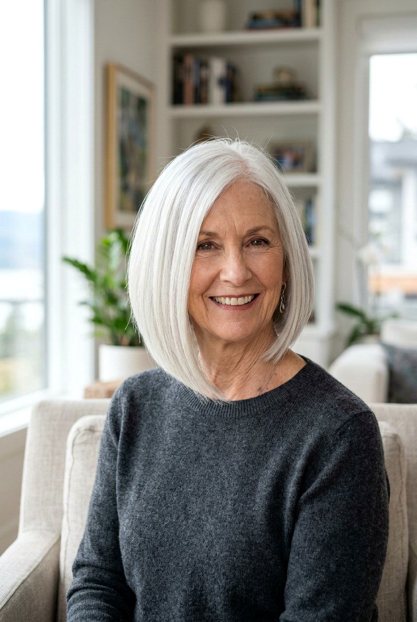 A line Bob Haircut - 20 best haircuts for women over 70 - 20 best haircuts for women over 70