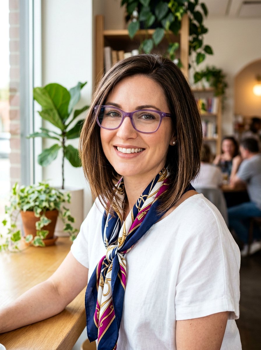 A line shoulder length bob - 20 shoulder length hairstyles for women with glasses - 20 shoulder length hairstyles for women with glasses