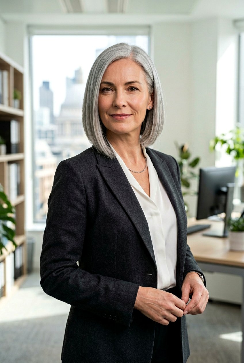 A line silver bob - 20 gray transition bob hairstyle - 20 gray transition bob hairstyle