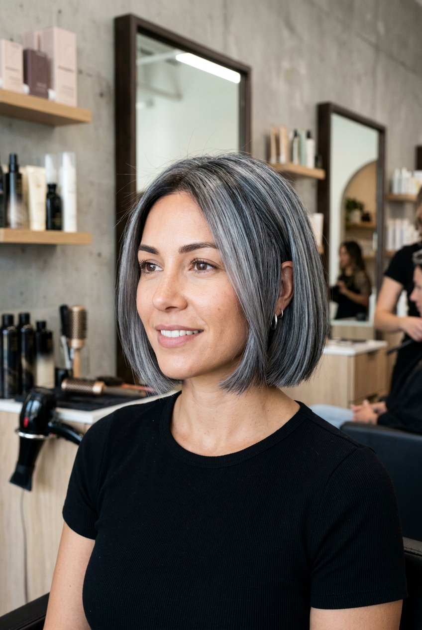 A smoky gray bob - 20 smoky gray hair color - 20 smoky gray hair color