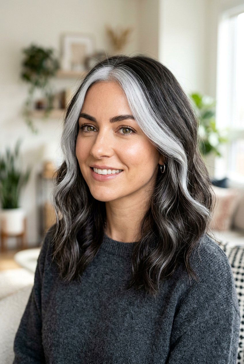 A smoky gray money piece - 20 smoky gray hair color - 20 smoky gray hair color