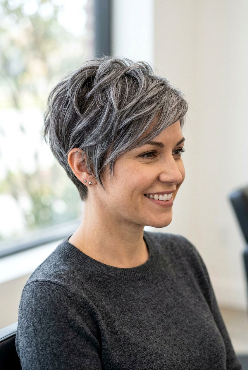 A smoky gray pixie cut - 20 smoky gray hair color - 20 smoky gray hair color