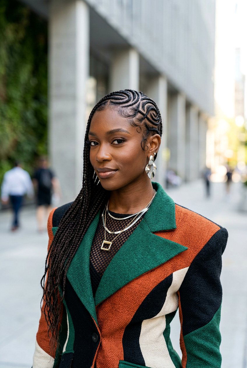 Abstract Curved Braids - 20 curved cornrow braid styles - 20 curved cornrow braid styles