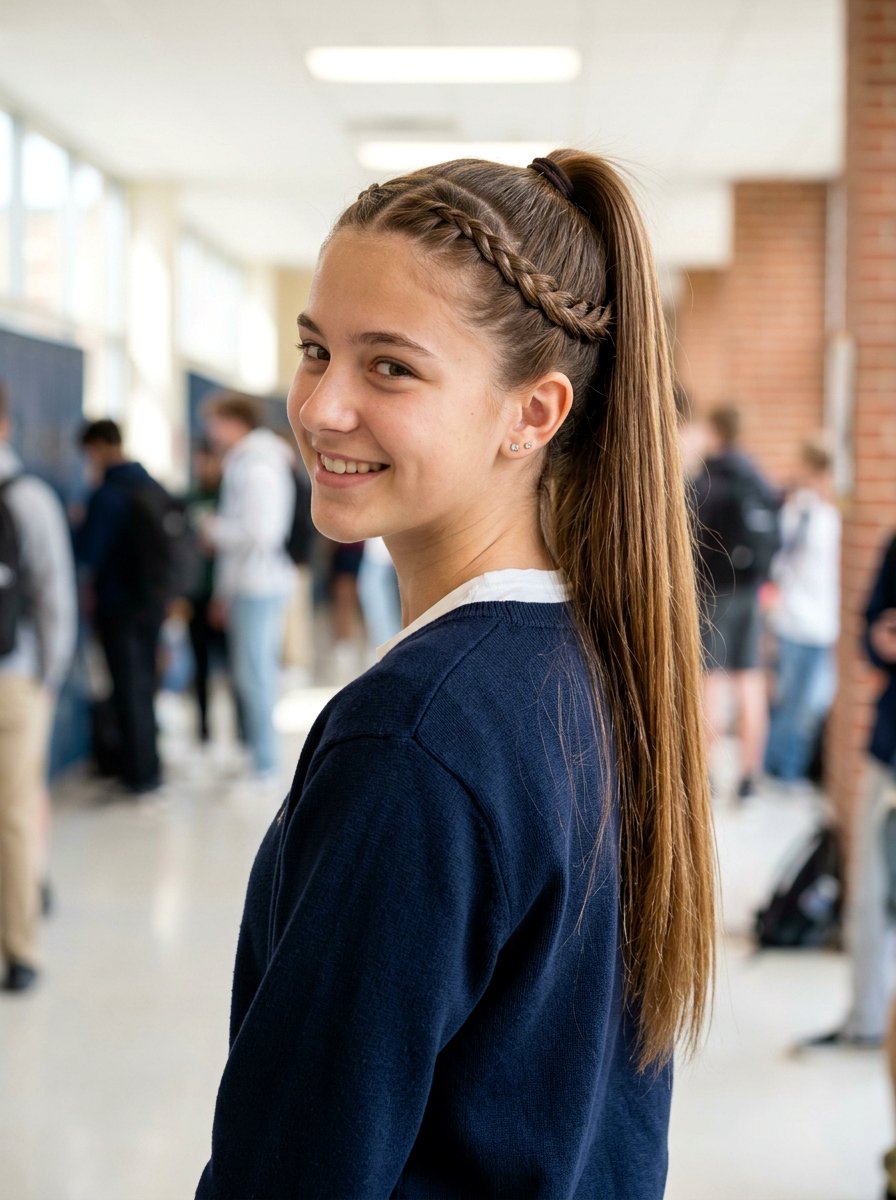 Accent Braid Ponytail - 20 school braid ponytail for long hair - 20 school braid ponytail for long hair