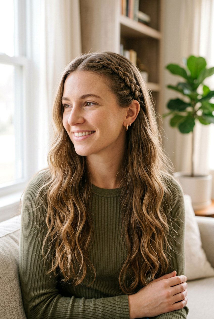 Accent Braid With Long Hair Down - 20 lazy girl hairstyles for long hair - 20 lazy girl hairstyles for long hair