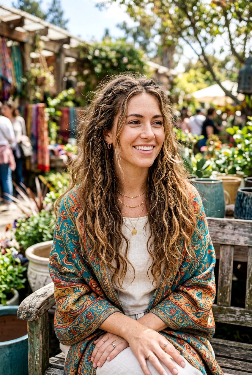 Accent Braids With Texture - 20 boho messy braid hairstyle - 20 boho messy braid hairstyle