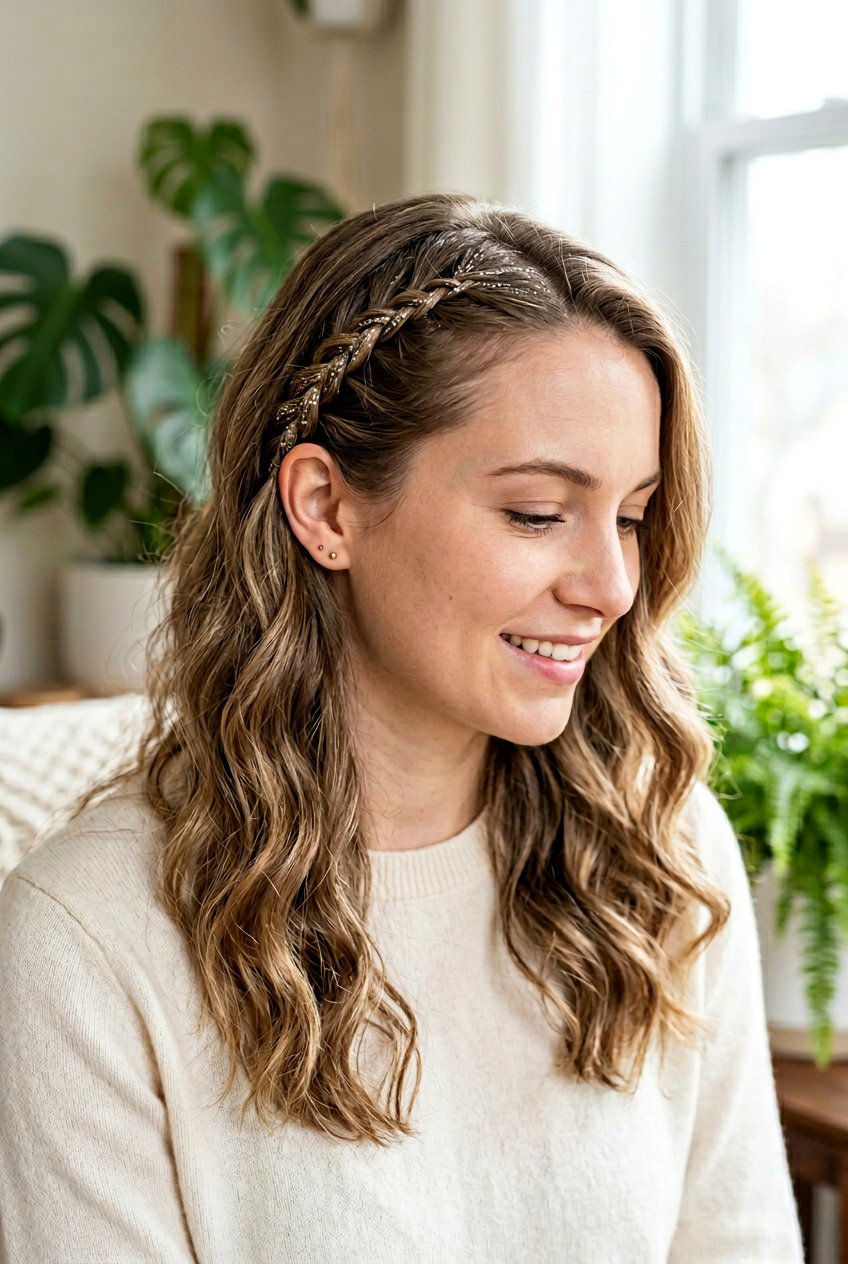 Accent Glitter Braid On Loose Hair - 20 glitter braid hairstyles - 20 glitter braid hairstyles