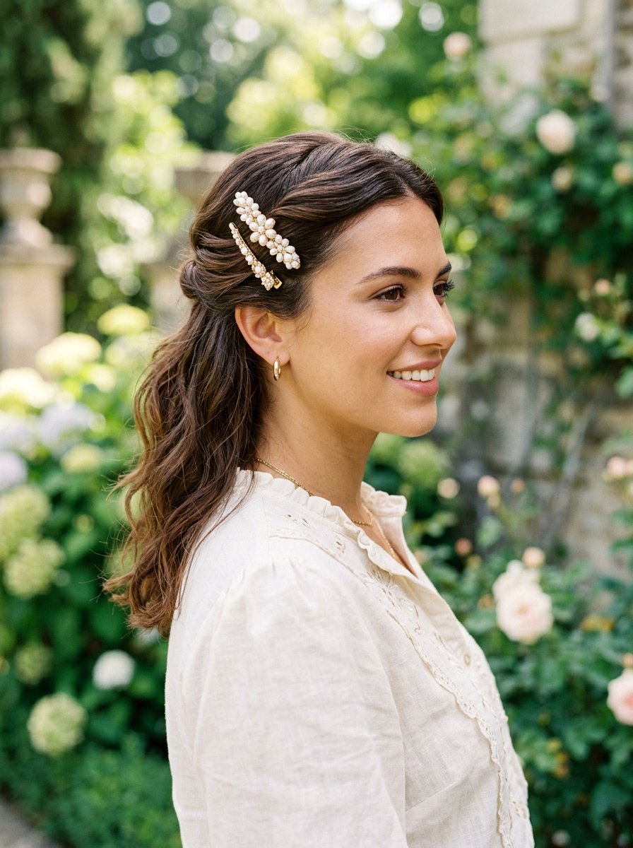 Accessorized Clipped Back Hair - 20 hairstyle to blend short regrowth - 20 hairstyle to blend short regrowth