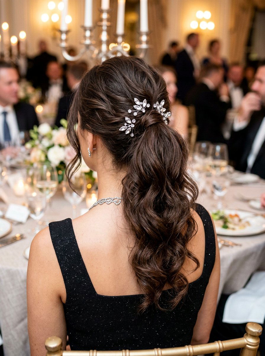 Accessorized Cocktail Ponytail With Soft Waves - 20 cocktail ponytail with soft waves - 20 cocktail ponytail with soft waves