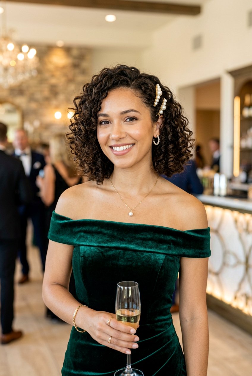 Accessorized Curly Bob - 20 birthday hairstyle for curly shoulder length hair - 20 birthday hairstyle for curly shoulder length hair