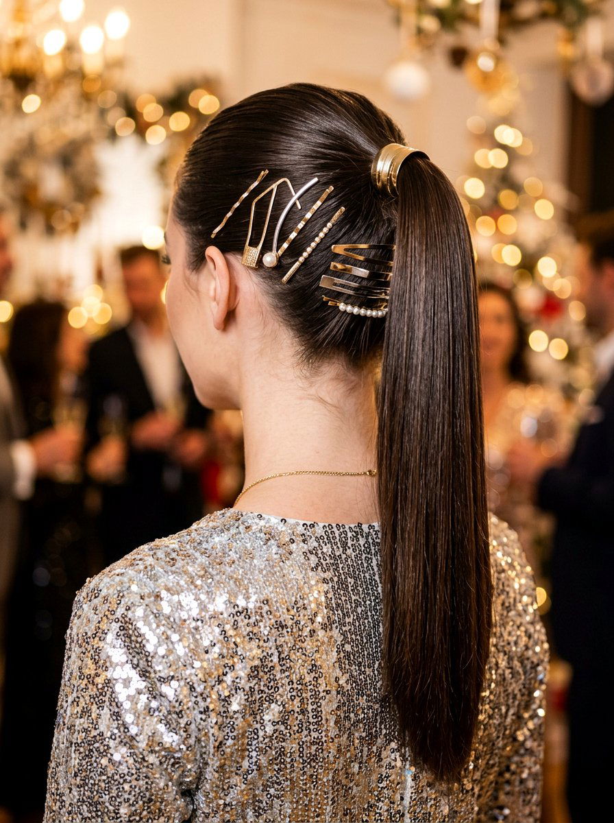 Accessorized Glossy Straight Ponytail - 20 glossy straight ponytail hairstyle - 20 glossy straight ponytail hairstyle