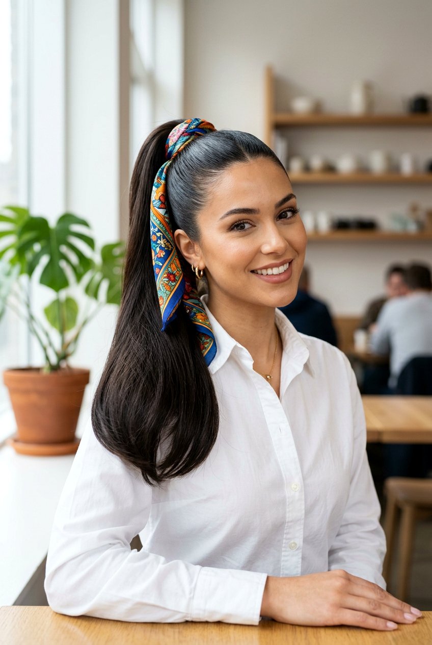 Accessorized High Ponytail For Moms - 20 moms hairstyle ideas for busy mornings - 20 moms hairstyle ideas for busy mornings