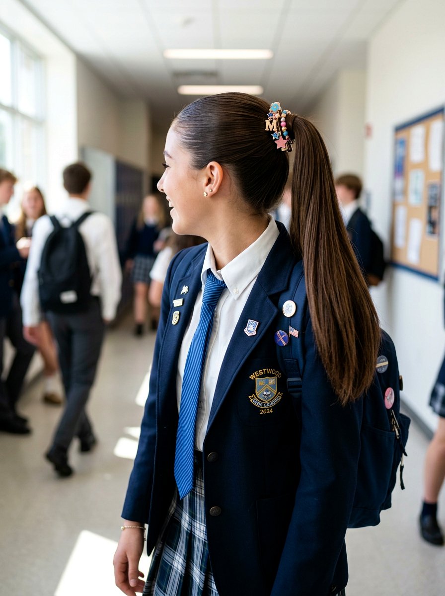 Accessorized Ponytail - 20 quick hairstyle for school mornings teens - 20 quick hairstyle for school mornings teens