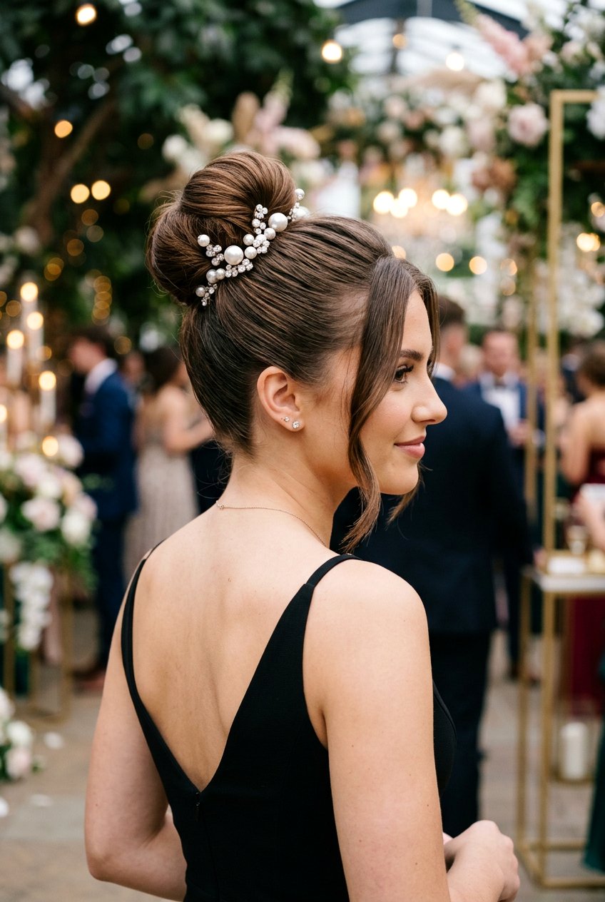 Accessorized Prom Bun - 20 best prom hairstyle ideas - 20 best prom hairstyle ideas