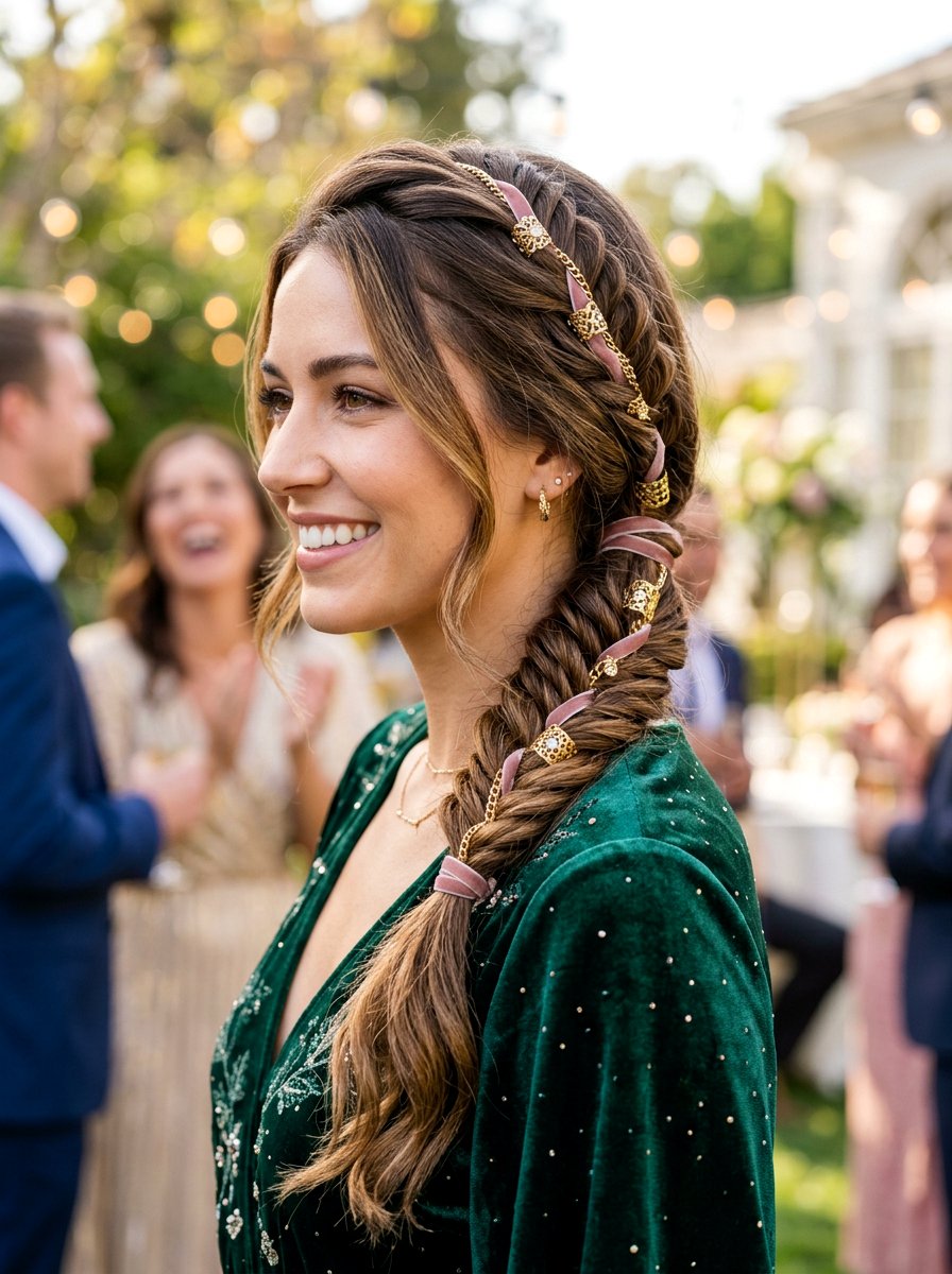 Accessorized Side Braid Ponytail - 20 party hairstyle with side braid ponytail - 20 party hairstyle with side braid ponytail