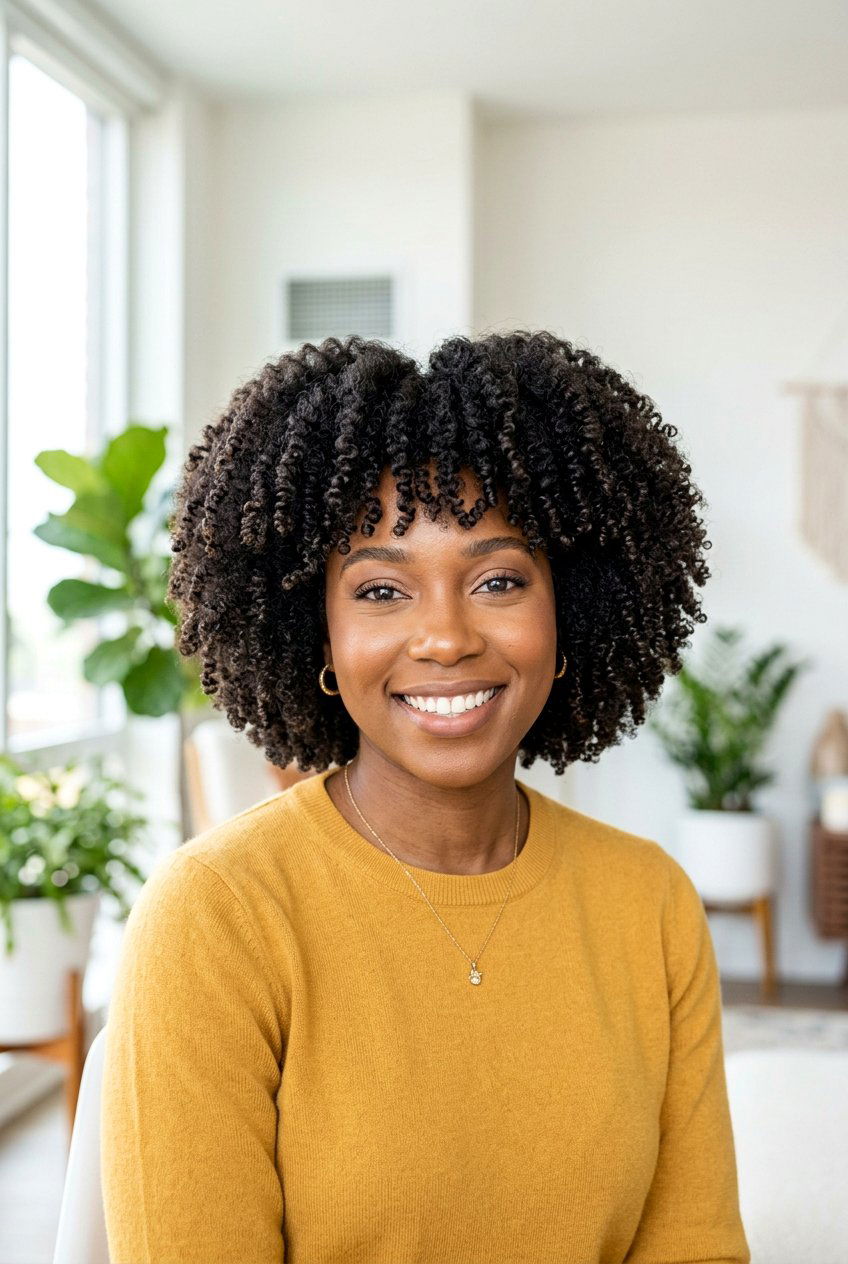 Afro Bob on Natural Coils - 20 black hair makeover ideas - 20 black hair makeover ideas