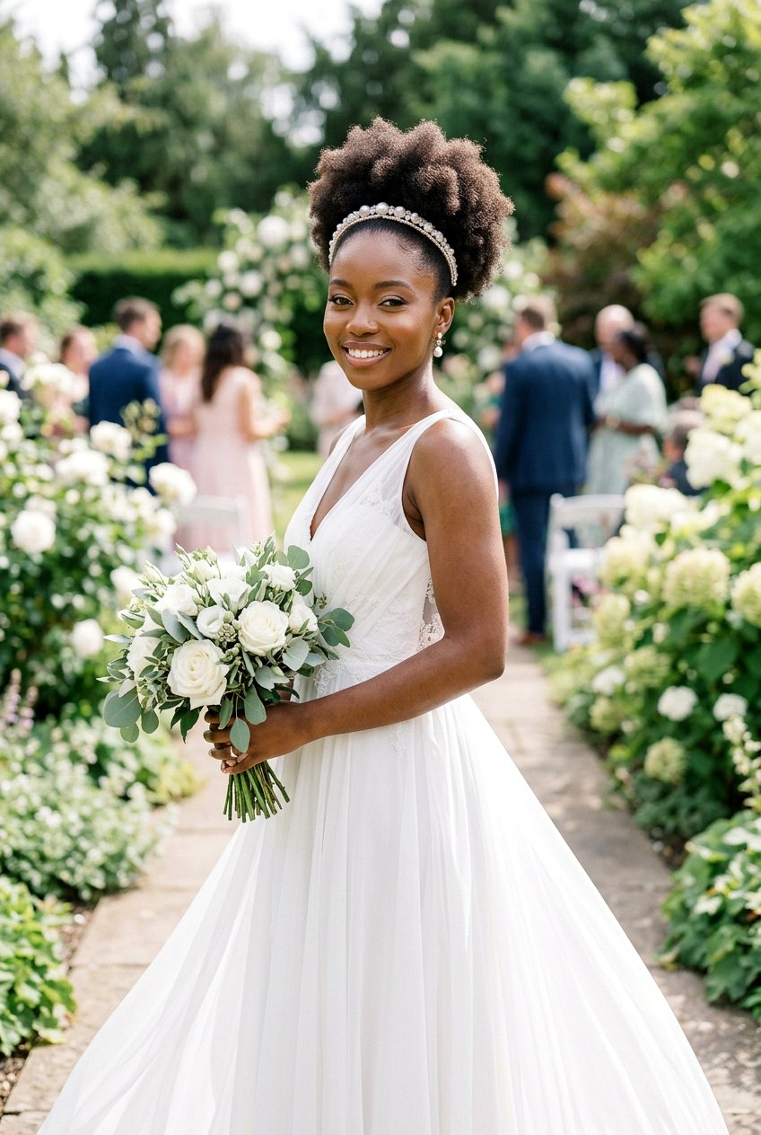 Afro Puff Wedding Hairstyle For Black Brides - 20 wedding hairstyles for black brides - 20 wedding hairstyles for black brides