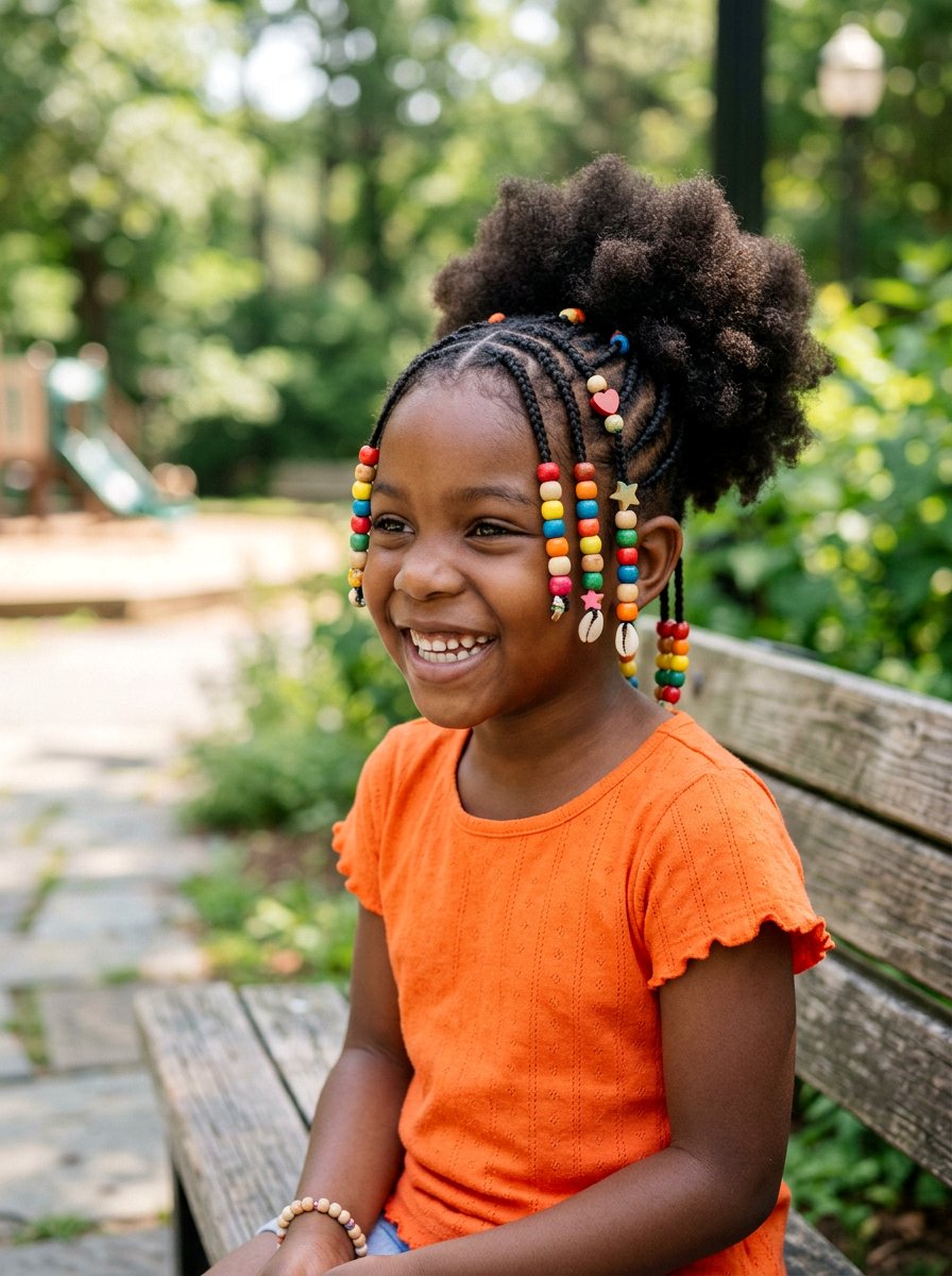 Afro Puff With Beads - 20 kids afro puff styles - 20 kids afro puff styles