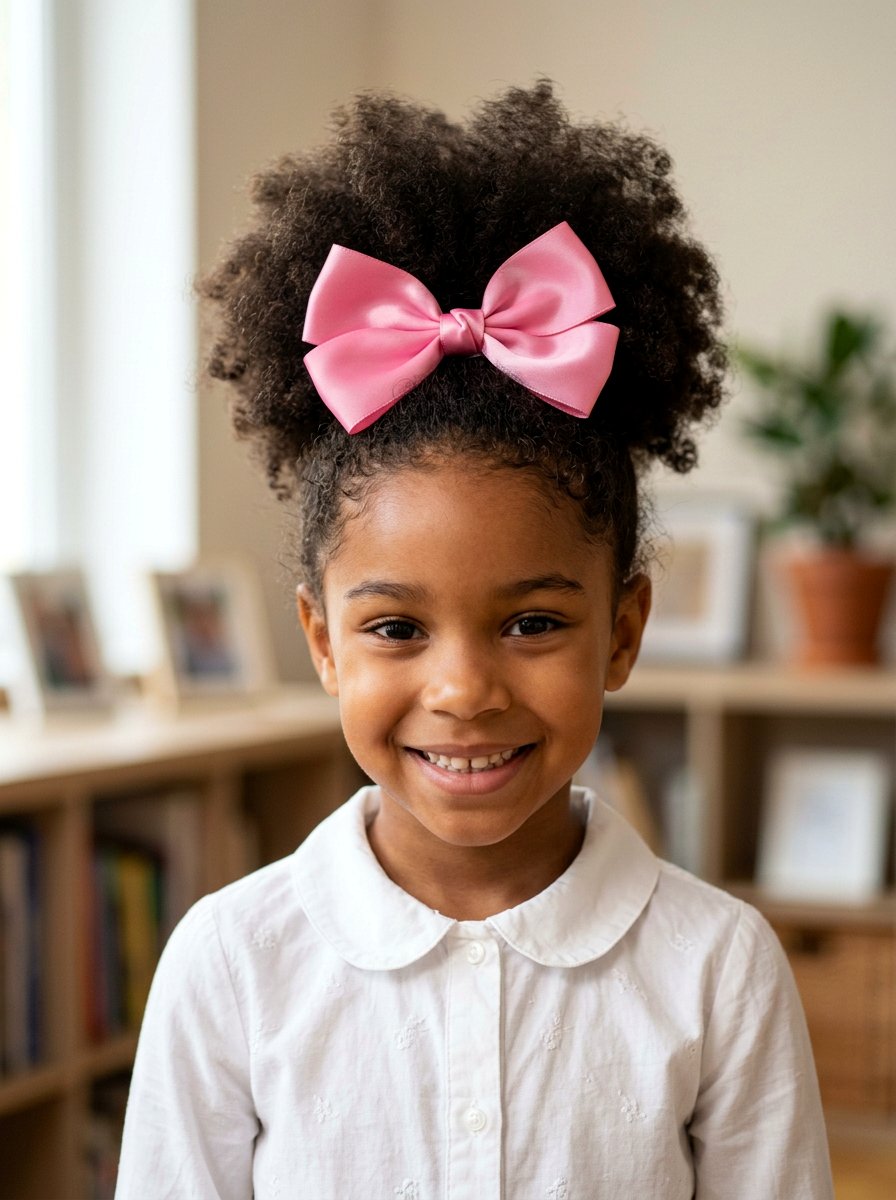 Afro Puff With Bow - 20 kids afro puff styles - 20 kids afro puff styles