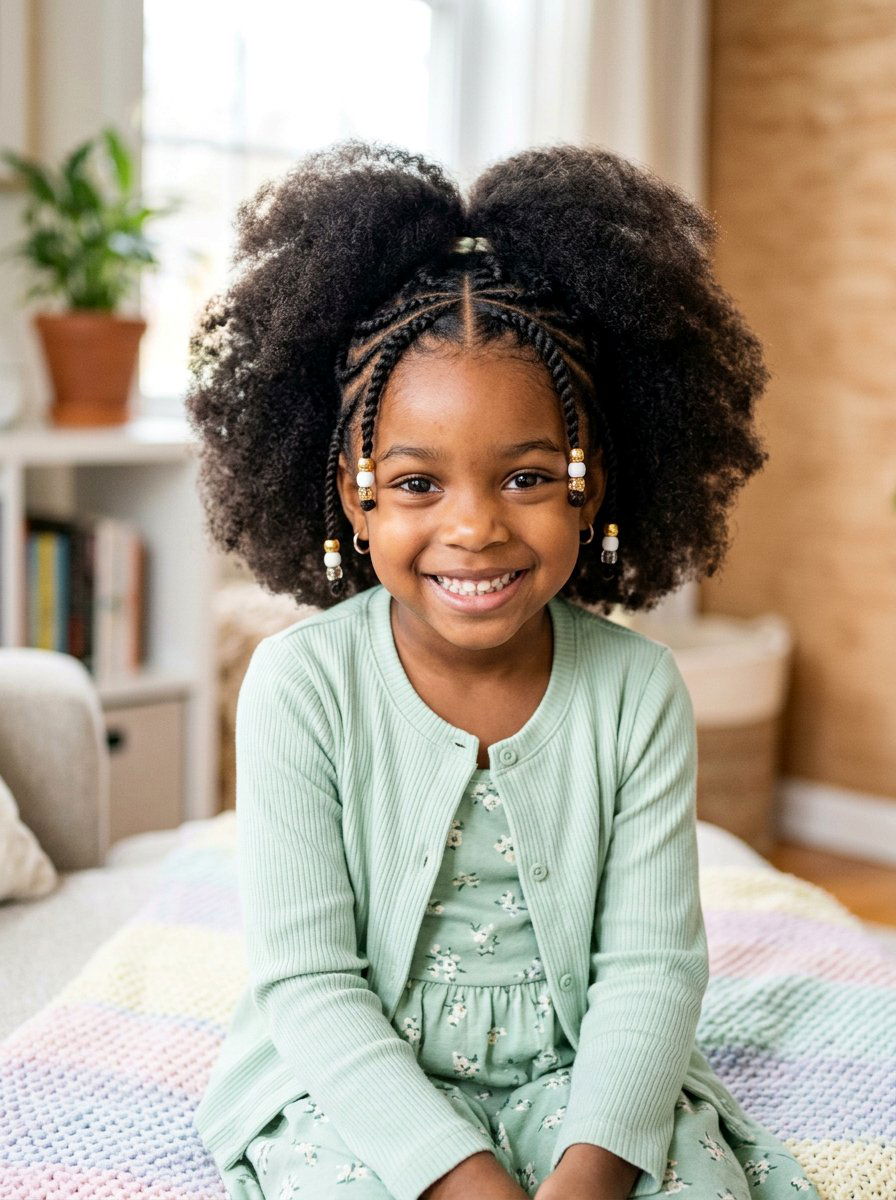 Afro Puff With Flat Twists - 20 kids afro puff styles - 20 kids afro puff styles