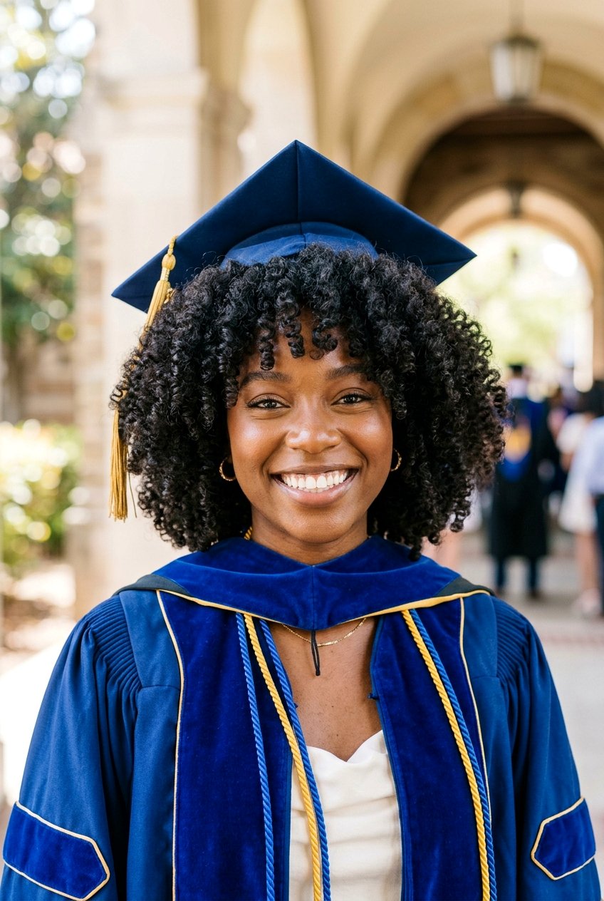 Afro Textured Curls with Cap - 20 graduation cap hairstyles - 20 graduation cap hairstyles