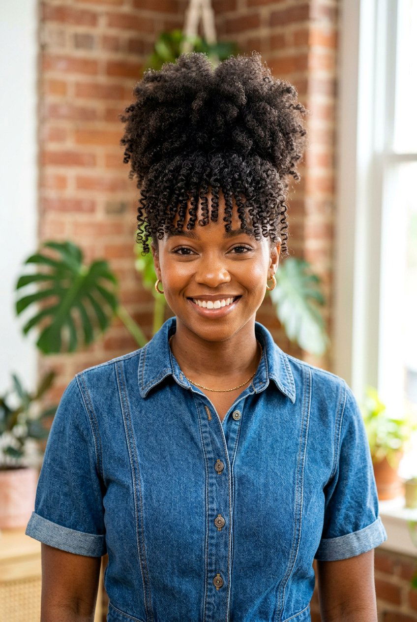 Afro Updo With Bangs - 20 natural hair updo for black women - 20 natural hair updo for black women