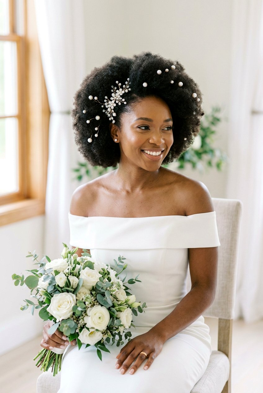 Afro With Bridal Hair Accessories - 20 natural bridal hairstyles for black women - 20 natural bridal hairstyles for black women