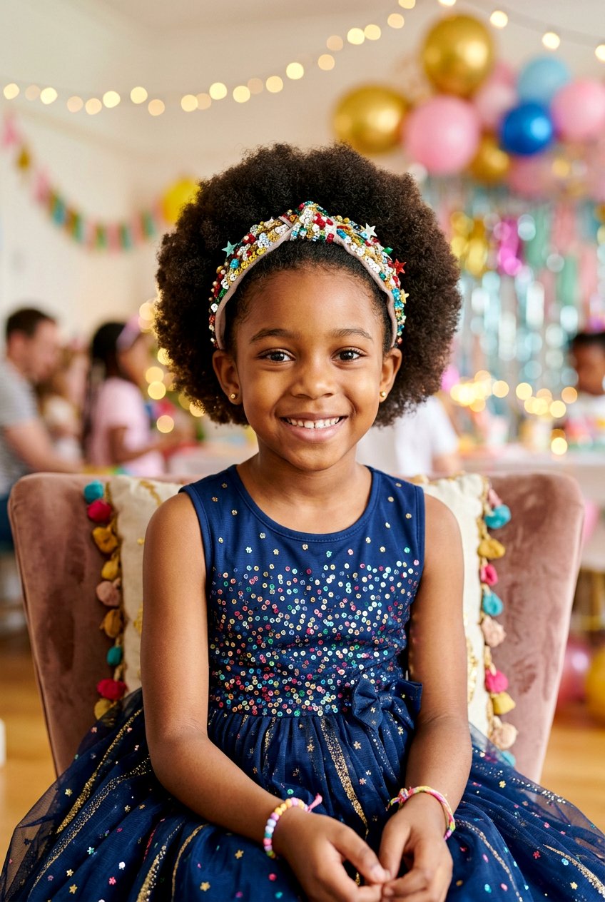 Afro With Festive Headband - 20 christmas party hairstyles for girls - 20 christmas party hairstyles for girls