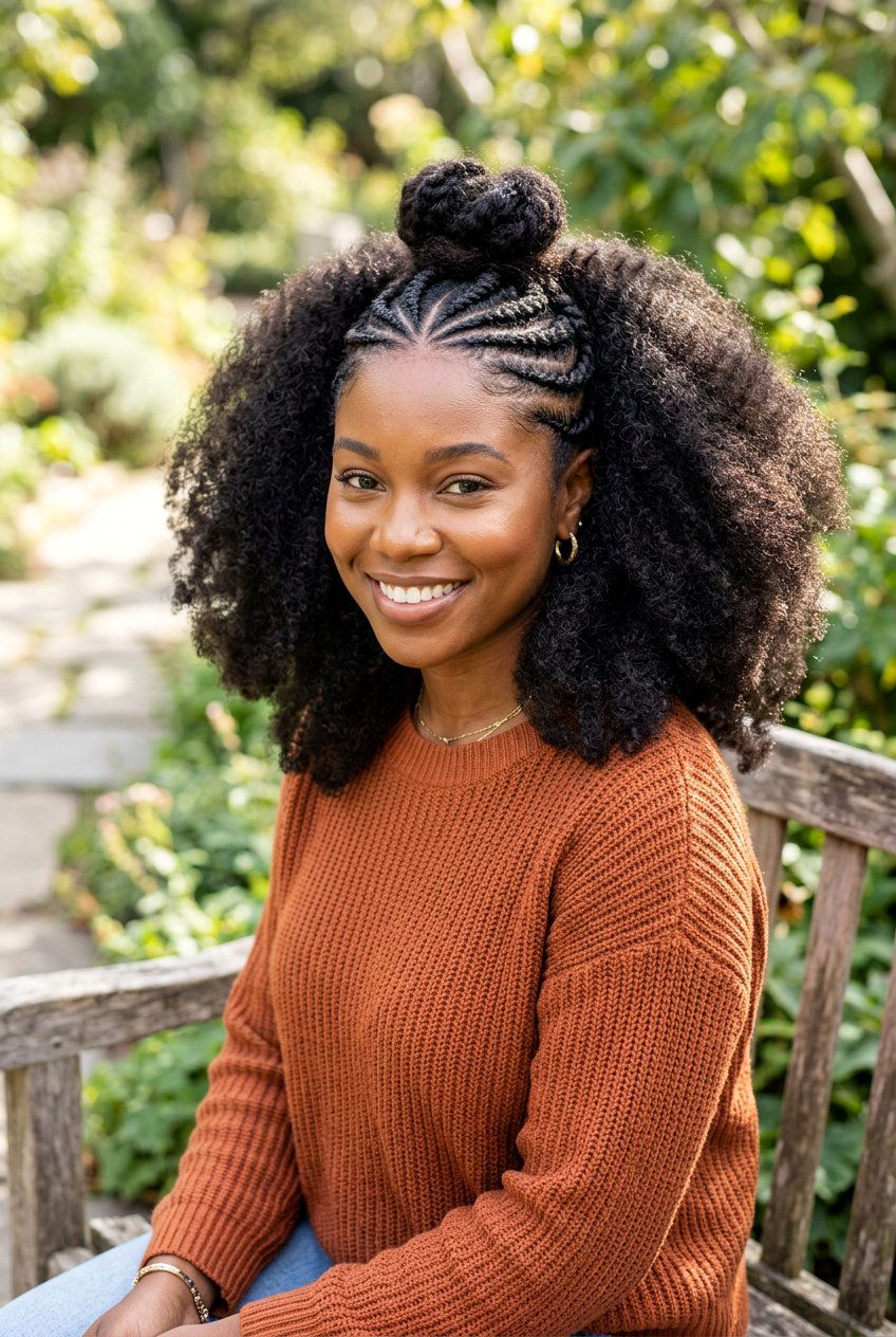 Afro With Half Up Flat Twists - 20 natural hair updo with twists - 20 natural hair updo with twists