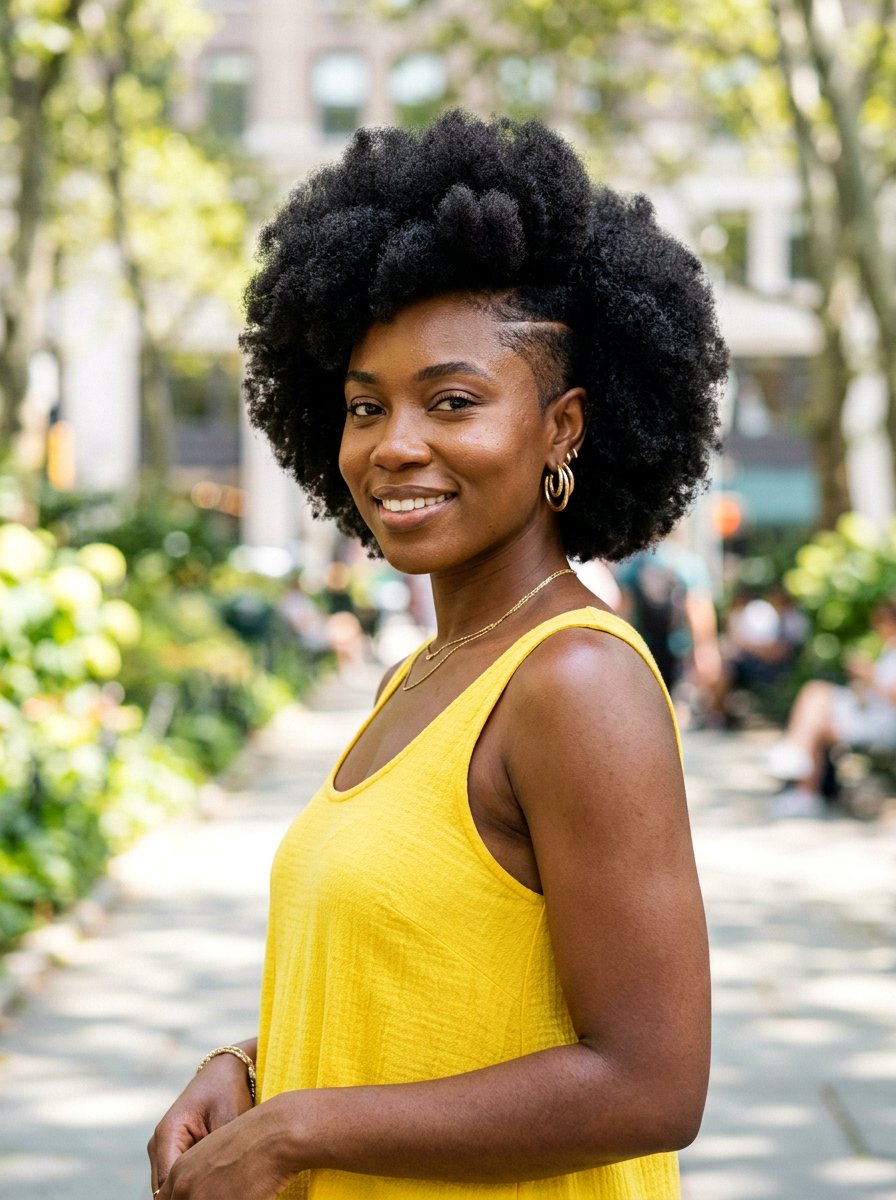 Afro With Shaved Side Detail - 20 side shaved natural hairstyle - 20 side shaved natural hairstyle