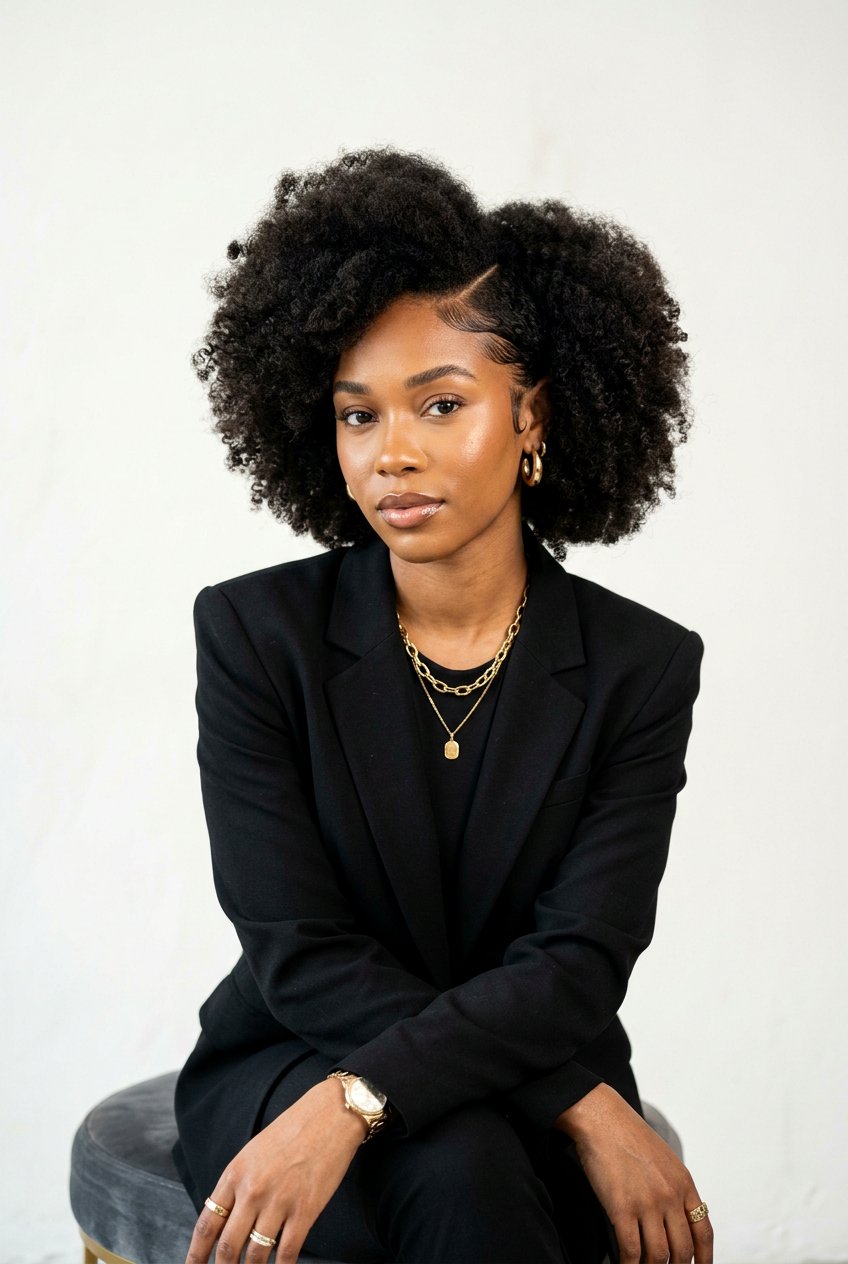 Afro with Hard Side Part - 20 afro with side part hairstyle - 20 afro with side part hairstyle