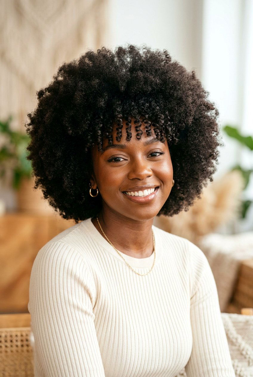 Afro with bangs - 20 afro hairstyles for women - 20 afro hairstyles for women