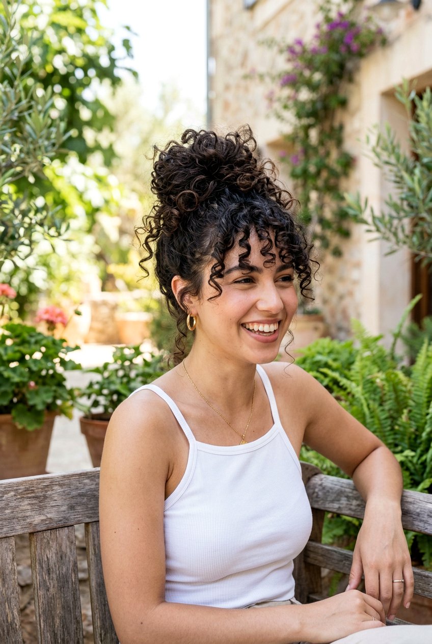 Air Dry Curly Top Knot - 20 air dry hairstyles for curly hair - 20 air dry hairstyles for curly hair