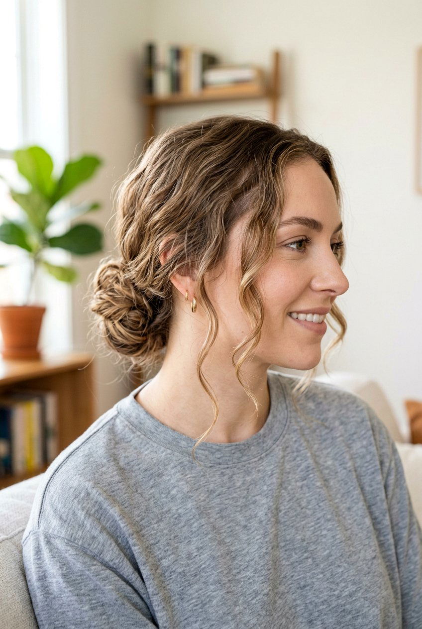 Air Dry Wavy Hair Low Bun - 20 air dry hairstyles for wavy hair - 20 air dry hairstyles for wavy hair