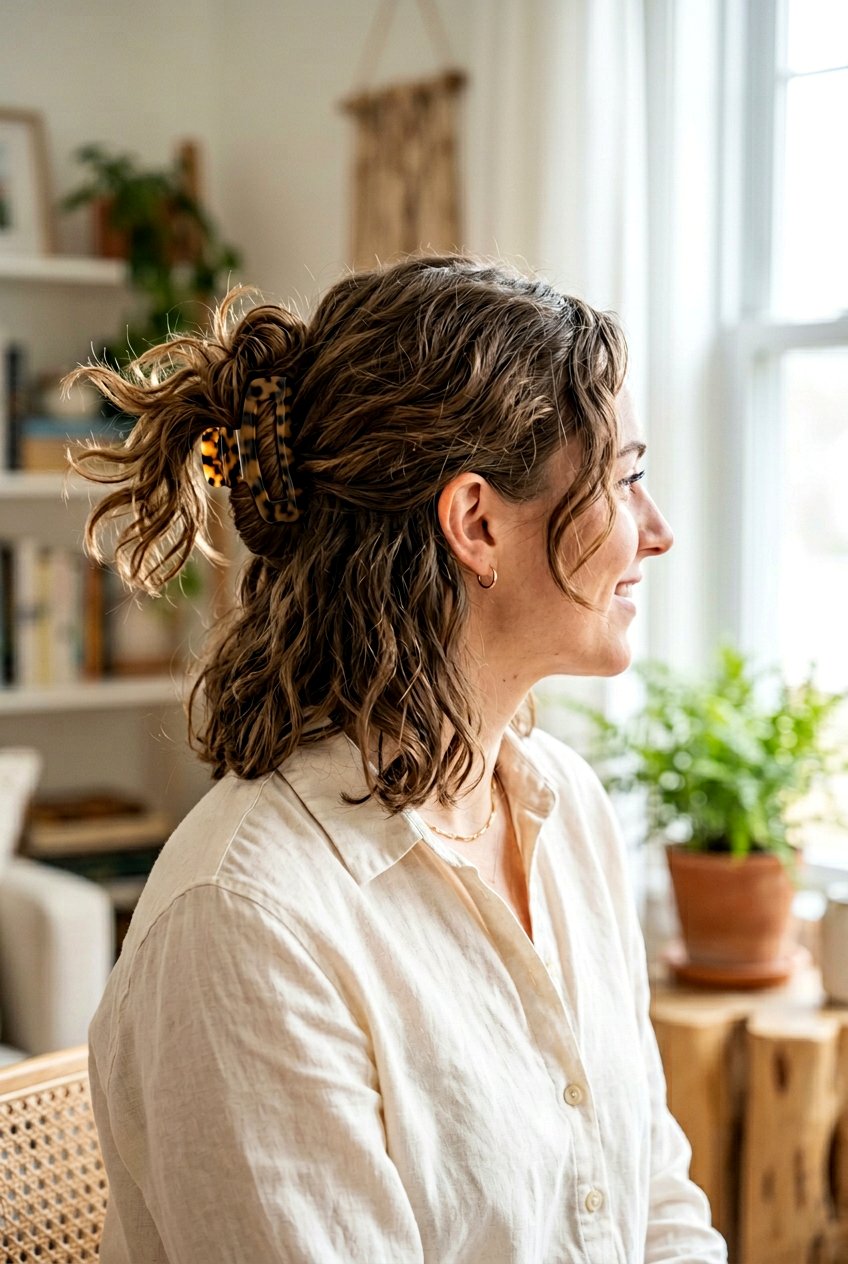 Air Dry Wavy Hair With Claw Clip - 20 air dry hairstyles for wavy hair - 20 air dry hairstyles for wavy hair