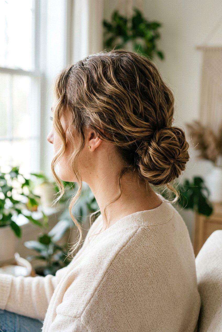 Air Dry Wavy Hair With Twist Bun - 20 air dry hairstyles for wavy hair - 20 air dry hairstyles for wavy hair