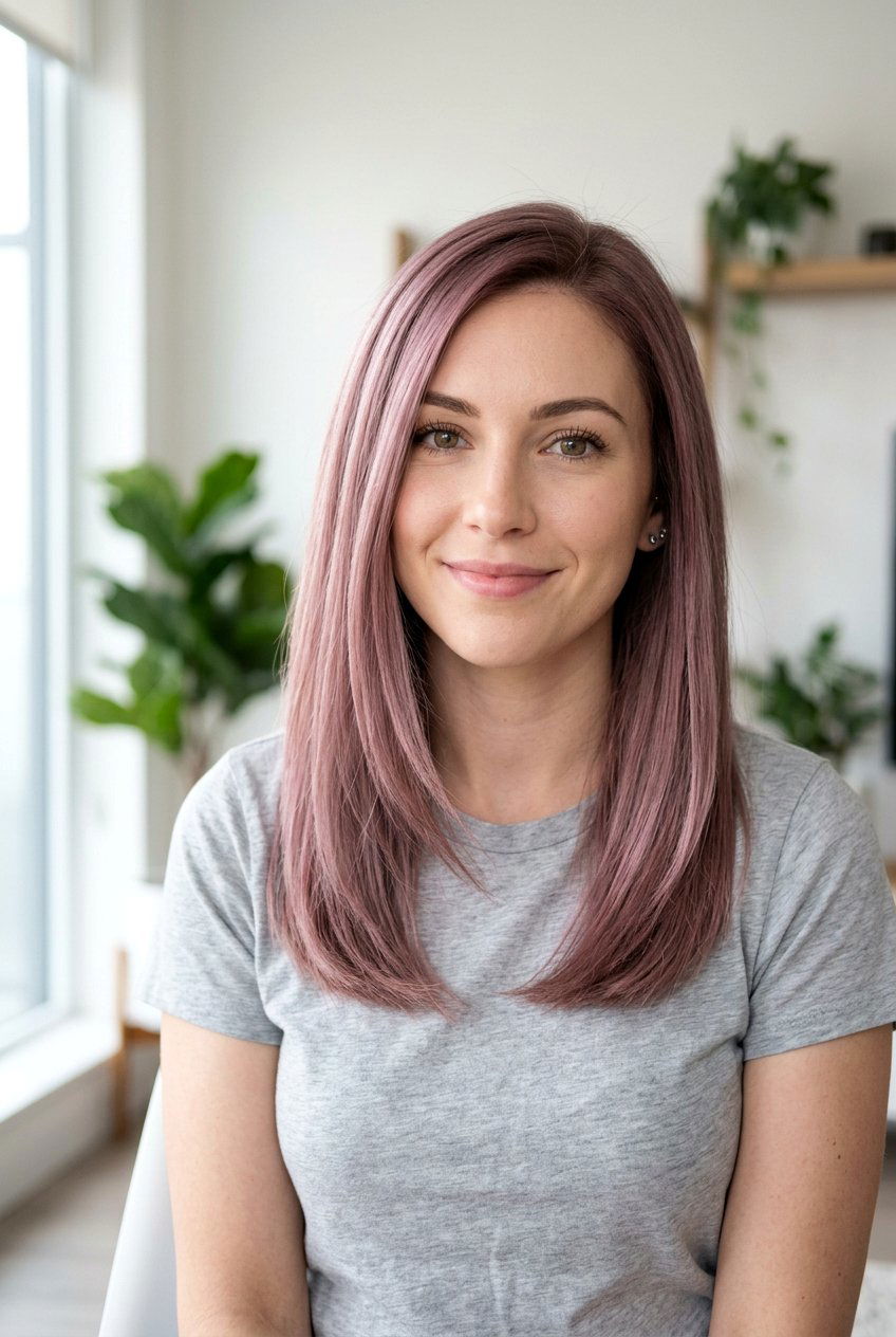 All Over Smoky Rose On Medium Length Hair - 20 smoky rose hair color - 20 smoky rose hair color