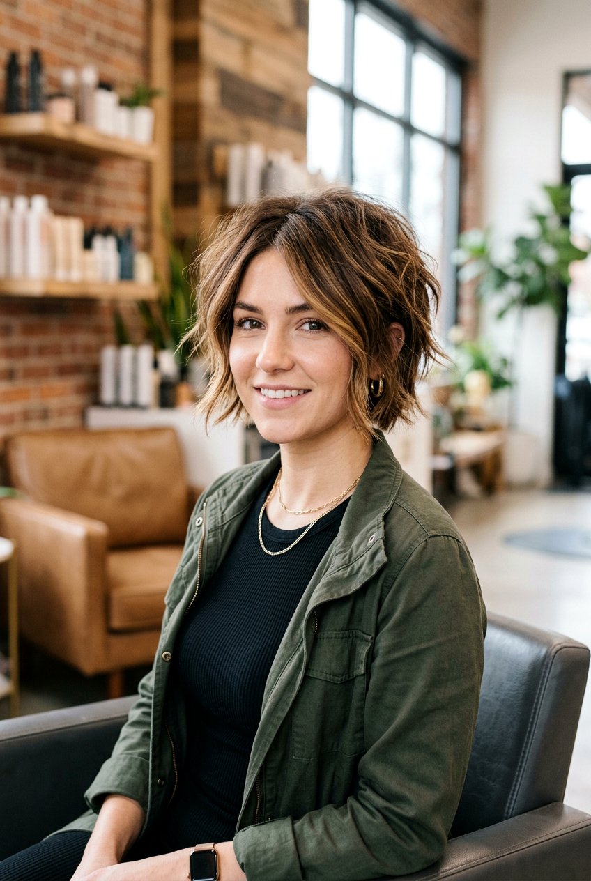 Almond Brunette Balayage For Short Layered Hair - 20 almond brunette balayage - 20 almond brunette balayage