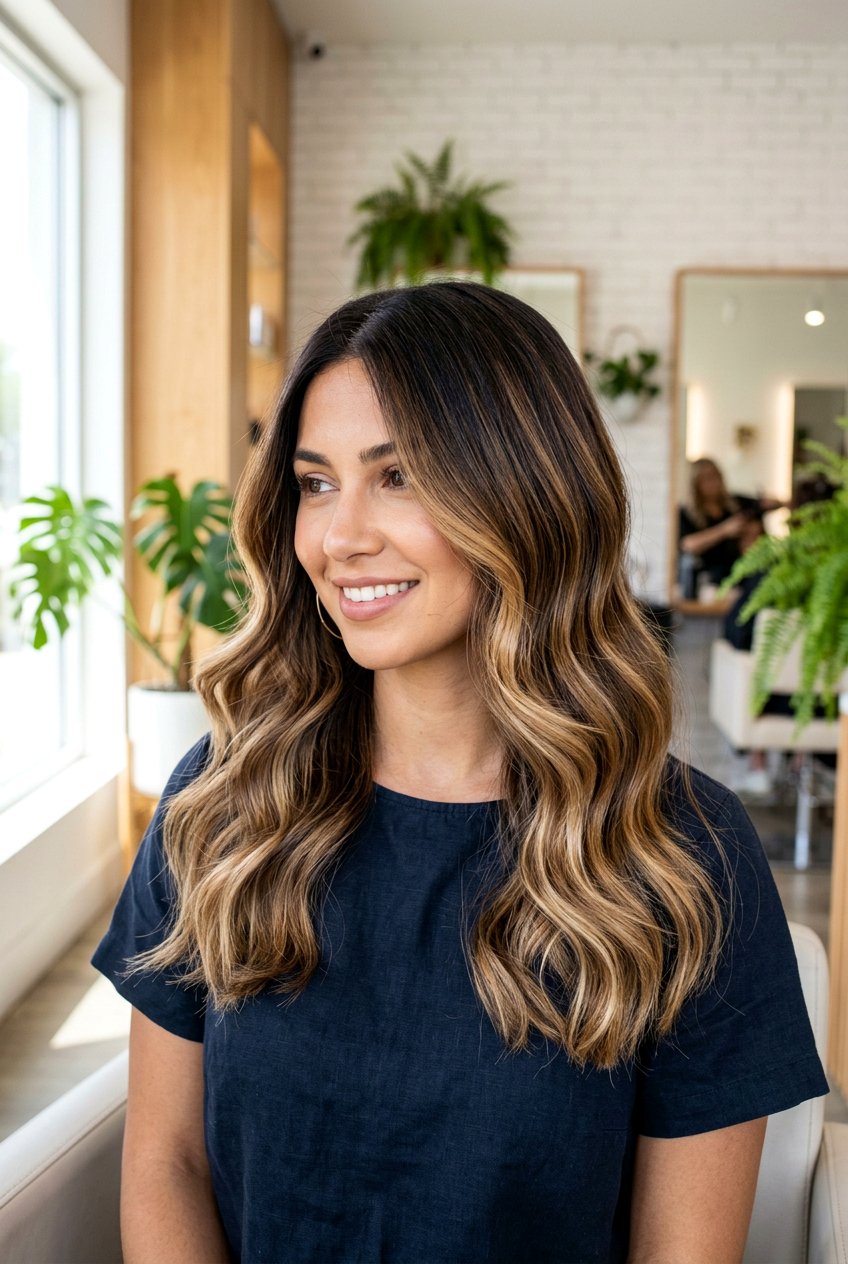 Almond Brunette Balayage On Dark Brown Base - 20 almond brunette balayage - 20 almond brunette balayage