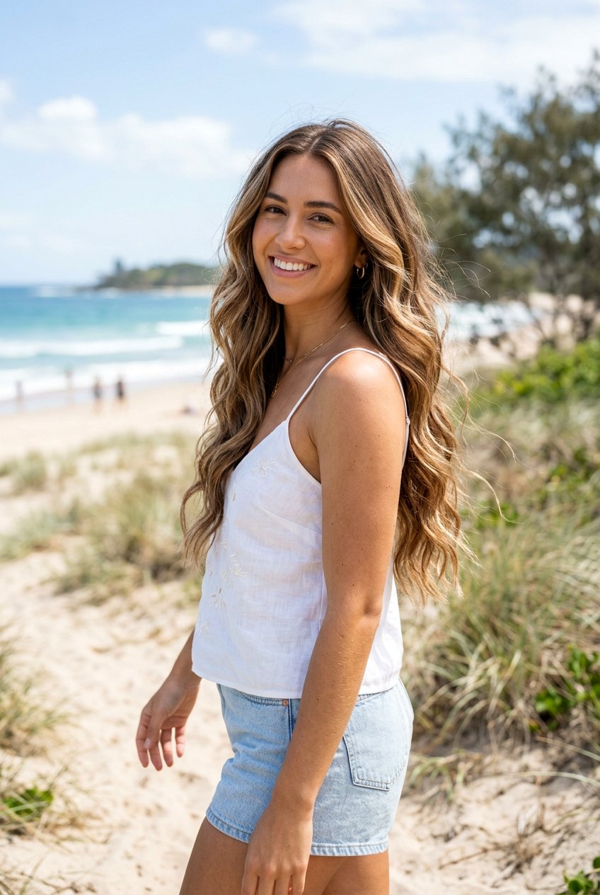 Almond Brunette Balayage With Beach Waves - 20 almond brunette balayage - 20 almond brunette balayage