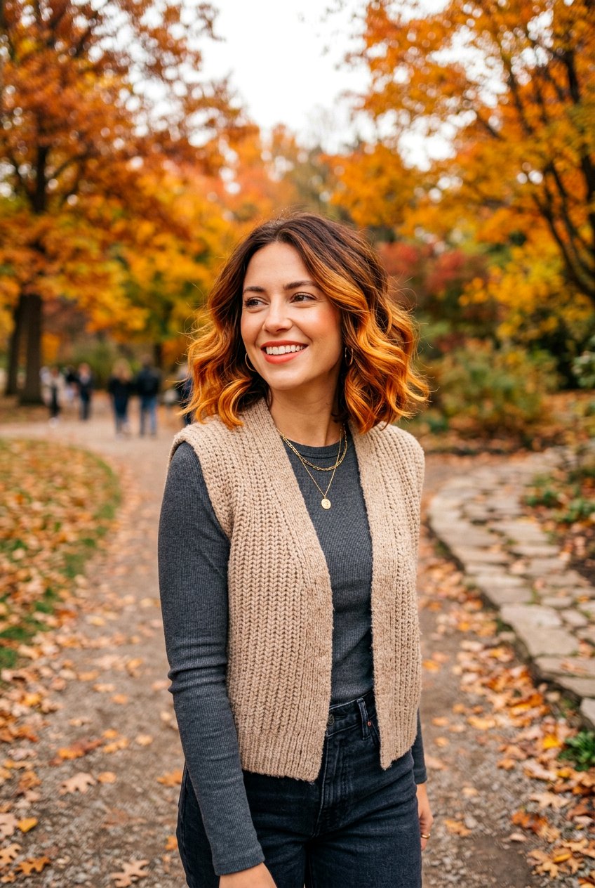 Amber Brunette Balayage On Wavy Bob - 20 autumn brunette balayage ideas - 20 autumn brunette balayage ideas