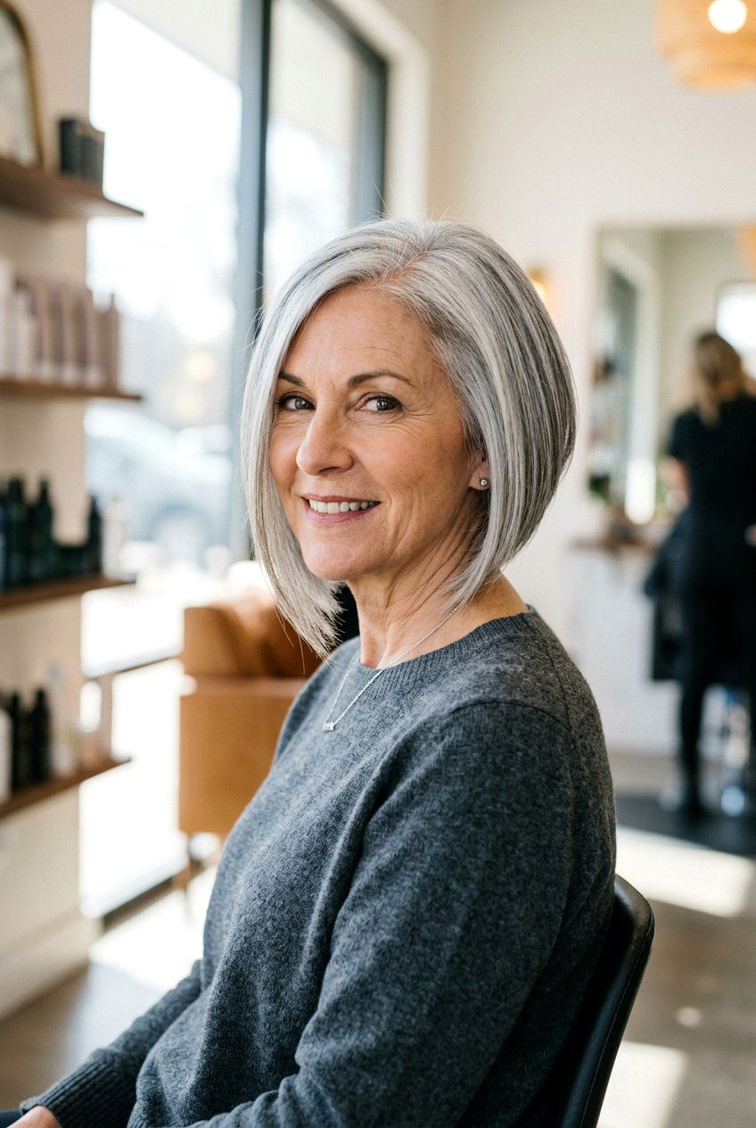 Angled Bob - 20 rejuvenating hairstyles for women over 50 - 20 rejuvenating hairstyles for women over 50