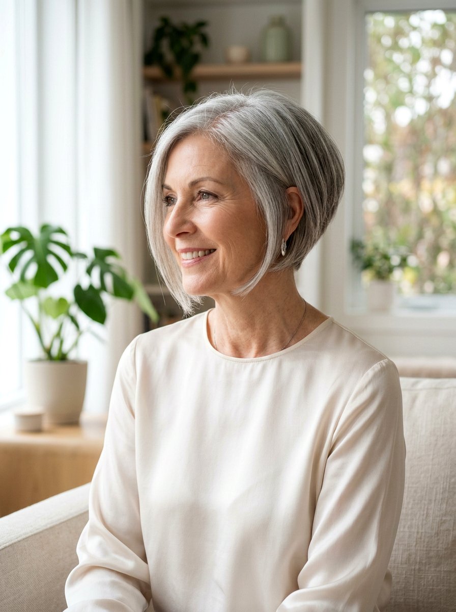 Angled Bob For Fine Gray Hair - 20 older women hairstyle ideas for gray hair - 20 older women hairstyle ideas for gray hair