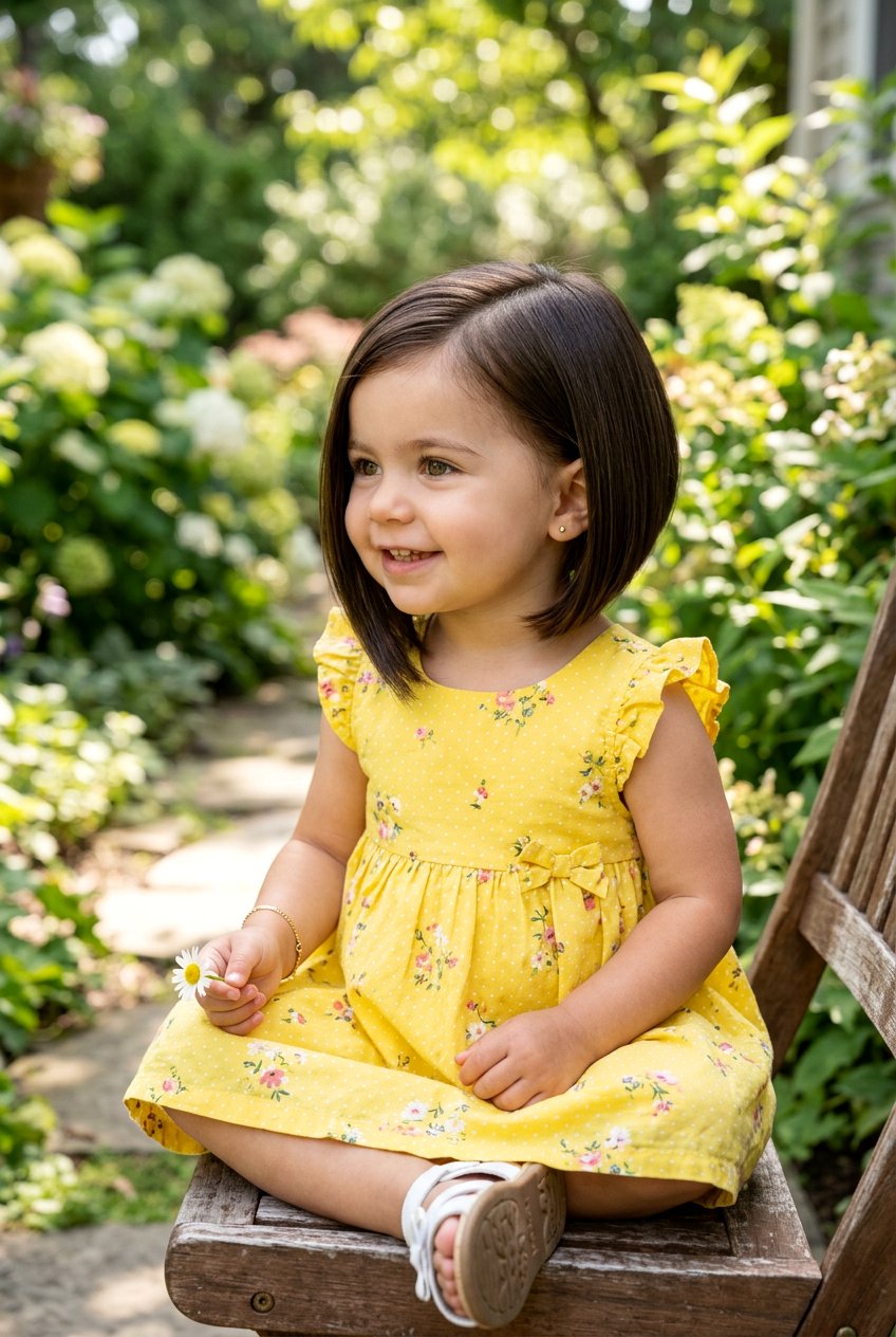 Angled Bob Haircut - 20 first haircut ideas for baby girls - 20 first haircut ideas for baby girls