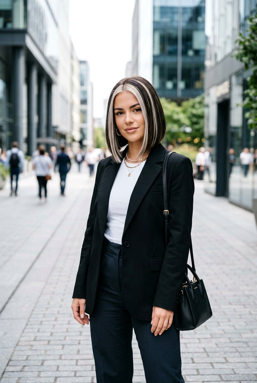 Angled Bob With Chunky Highlights - 20 highlights for bob haircut - 20 highlights for bob haircut