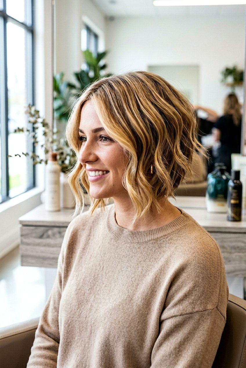 Angled Bob With Golden Blonde Highlights - 20 feminine bob haircuts - 20 feminine bob haircuts