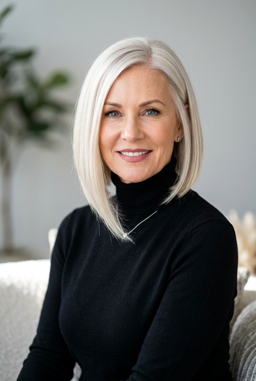 Angled Bob - 20 face framing layers for women over 50 - 20 face framing layers for women over 50