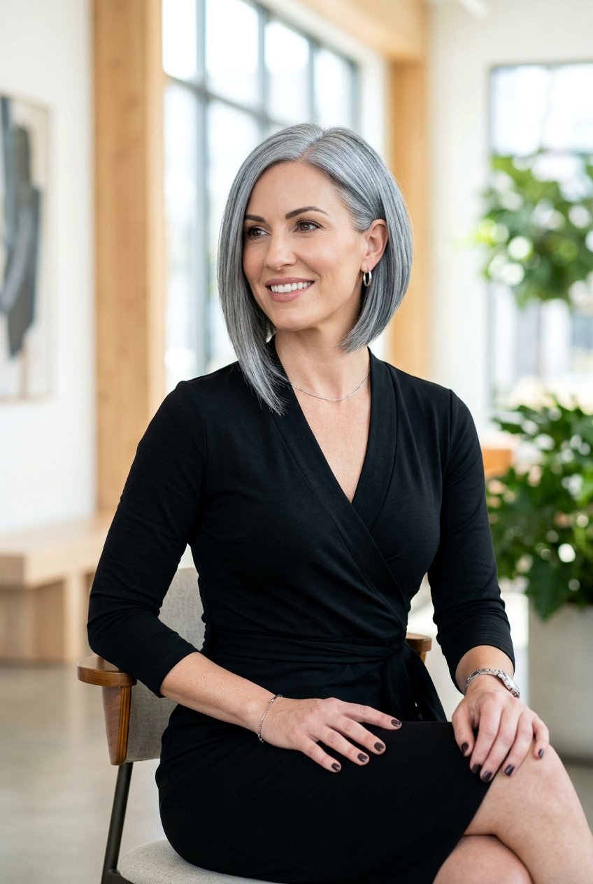 Angled Gray Bob - 20 low maintenance gray bob haircut - 20 low maintenance gray bob haircut