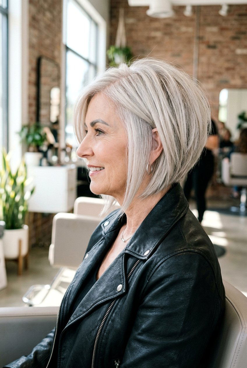 Angled Layered Bob - 20 layered haircut for women over 60 with thin hair - 20 layered haircut for women over 60 with thin hair