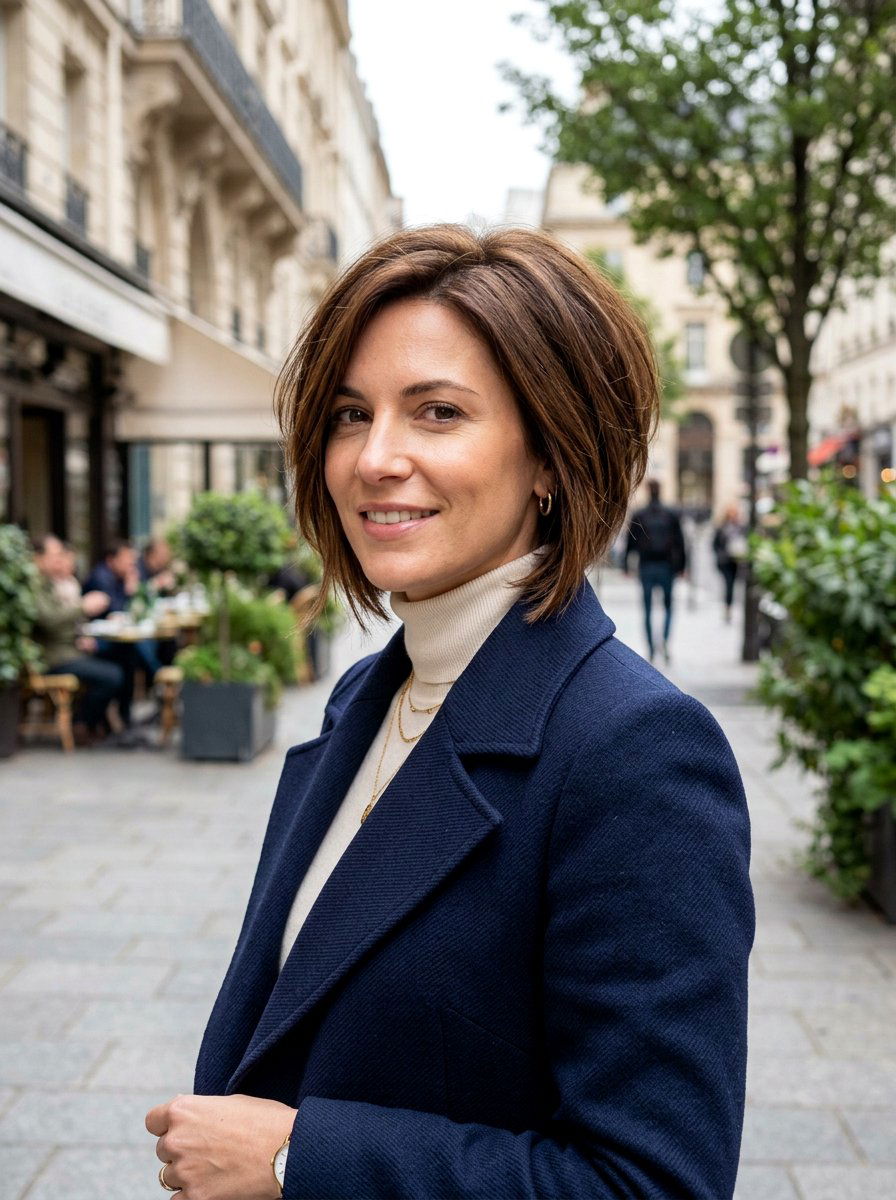 Angled Layered Chin Length Bob - 20 layered chin length bob with volume - 20 layered chin length bob with volume